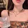 Imitation tiger's eye stone pendant, beaded necklace, personalized sweet and cool collarbone chain, women's high-end sense, retro American 