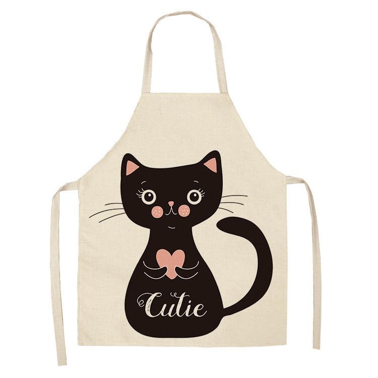 unframed 1 Pcs Cute Cat Pattern Kitchen Apron For Women Bibs Household Cleaning Pinafore Home Cooking Aprons Chef Apron For Man