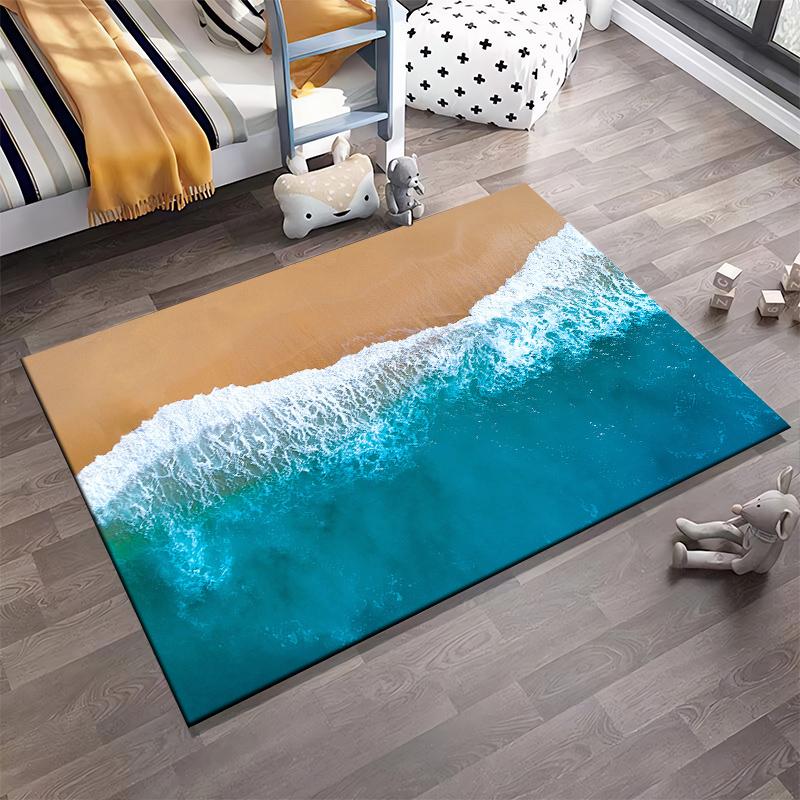 Beautiful Ocean and Sand Carpet Suitable for use as an anti-slip game mat for living room and bedroom sofas