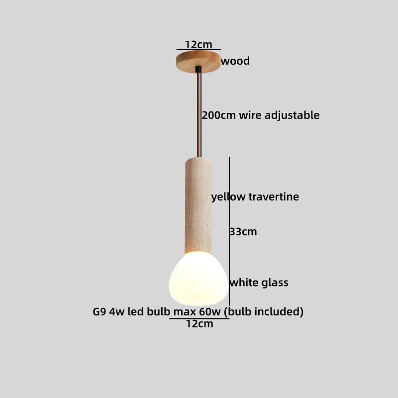 IWHD Wabi Sabi Stil LED Pendelleuchte Möbel Wohnzimmer Schlafzimmer Zubehör Gelber Travertin Hängeleuchte Hängeleuchte