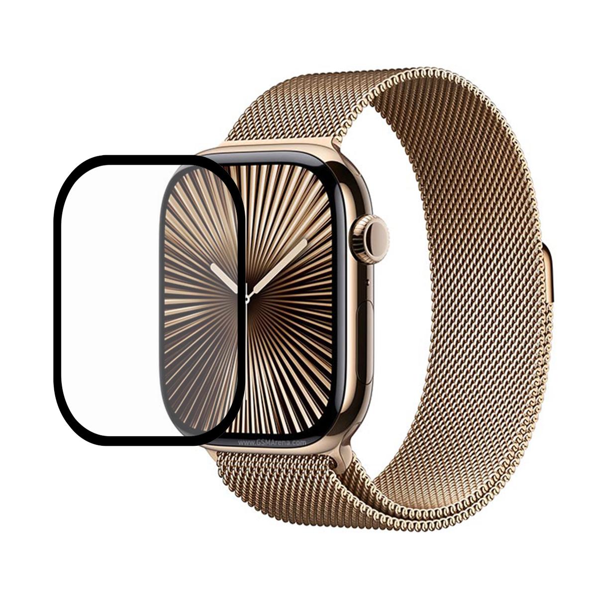 

For Apple Watch Series 11 46mm/10 46mm Screen Protector Black Edge TPU+PET Ultra Clear Hydrogel Watch Film A