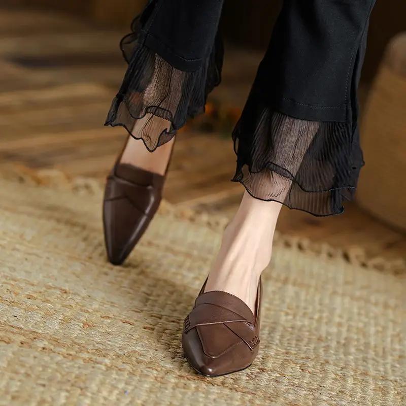 Shoes For Women 2024 Moccasins Ladies Summer Footwear Pointed Toe Loafers Formal Black Young On Sale Offer Spring Non Slip 39 E