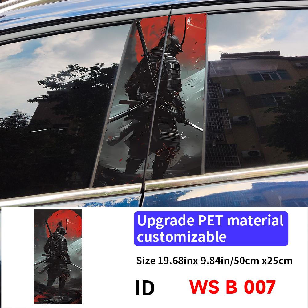 Samurai Car Stickers Waterproof Auto B Pillar Decor Cover Scratches Durable Car Doors Pillar Vinyl Decals Vehicle Decors