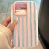 Fresh Blue Striped Phone Case for iPhone 17 16 15 14 13 12 11 Pro Max XS X 7 8 Plus SE 2022 16E 2 In1 Creative Design Back Cover