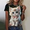 Fashion Cute Cat 3D Print T-Shirts Women O-Neck Short Sleeve T Shirt Casual Kawaii Kitty Tees Harajuku Y2K Tops Female Clothing