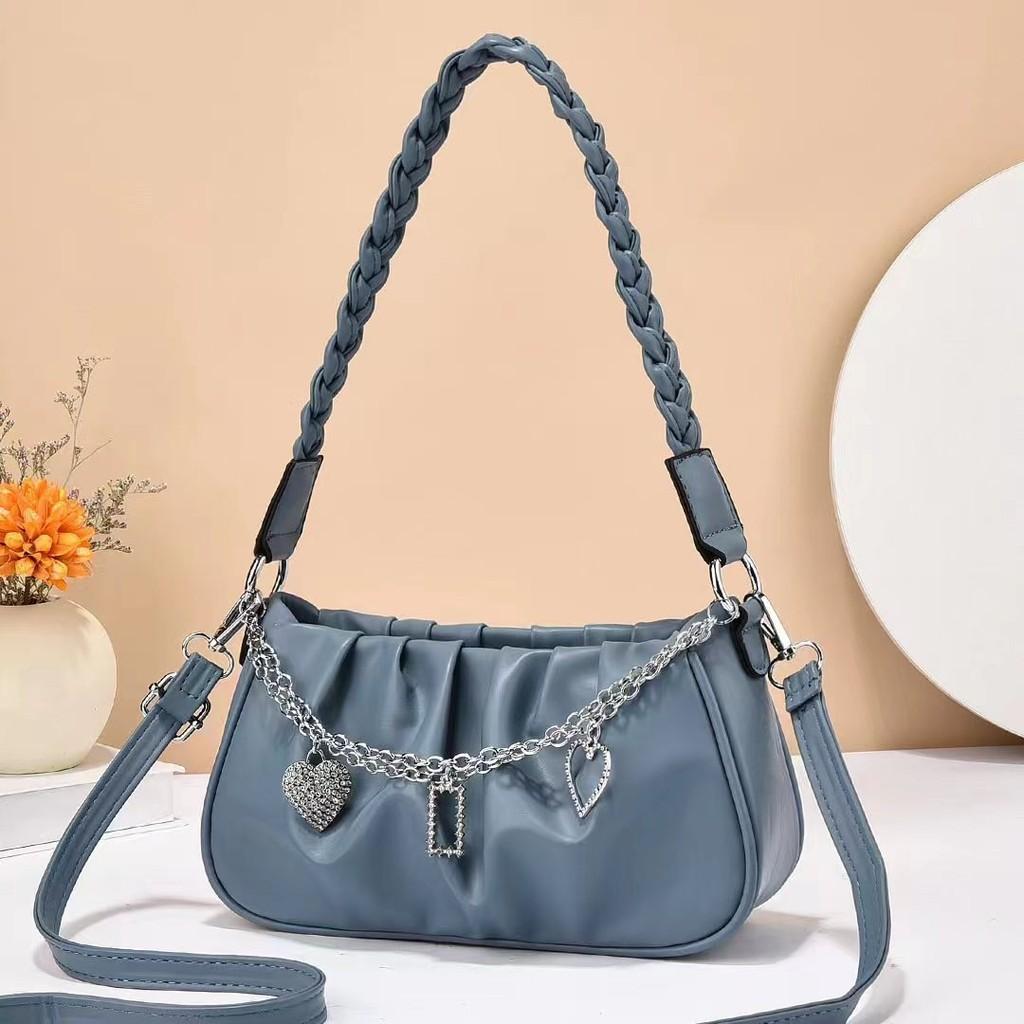 Elegant Women s Casual Tote Bag Stylish High-end Versatile Handbag With Chain Detail синий