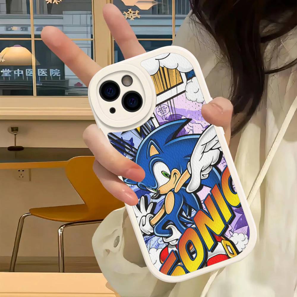 S-SonicS Anime For IPhone 16 15 14 13 12 11 Pro Max Plus Leather Phone Cover