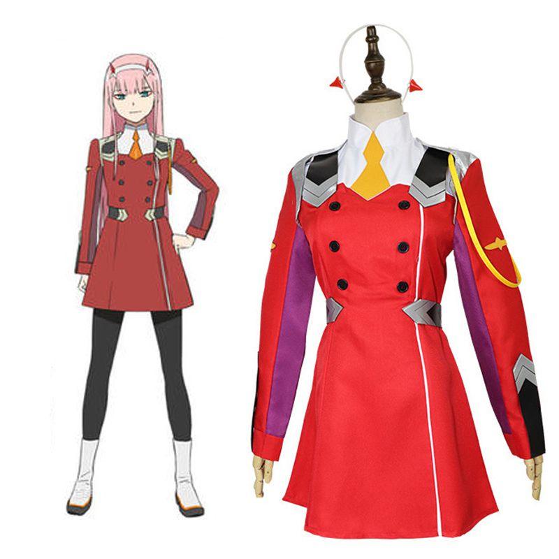 Darling In The Franxx 02 Zero Two Antrekk Rød Uniform Halloween Cosplay Kostyme