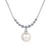 925 Sterling Silver Clavicle Chain Women 'S 8mm Freshwater Pearl Mozang Stone Necklace