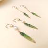 Intangible Cultural Heritage Filament Edelweiss Bamboo Leaf Green Fringed Earrings Retro Temperament Pearl Fashion Simple Wind Ear Jewelry