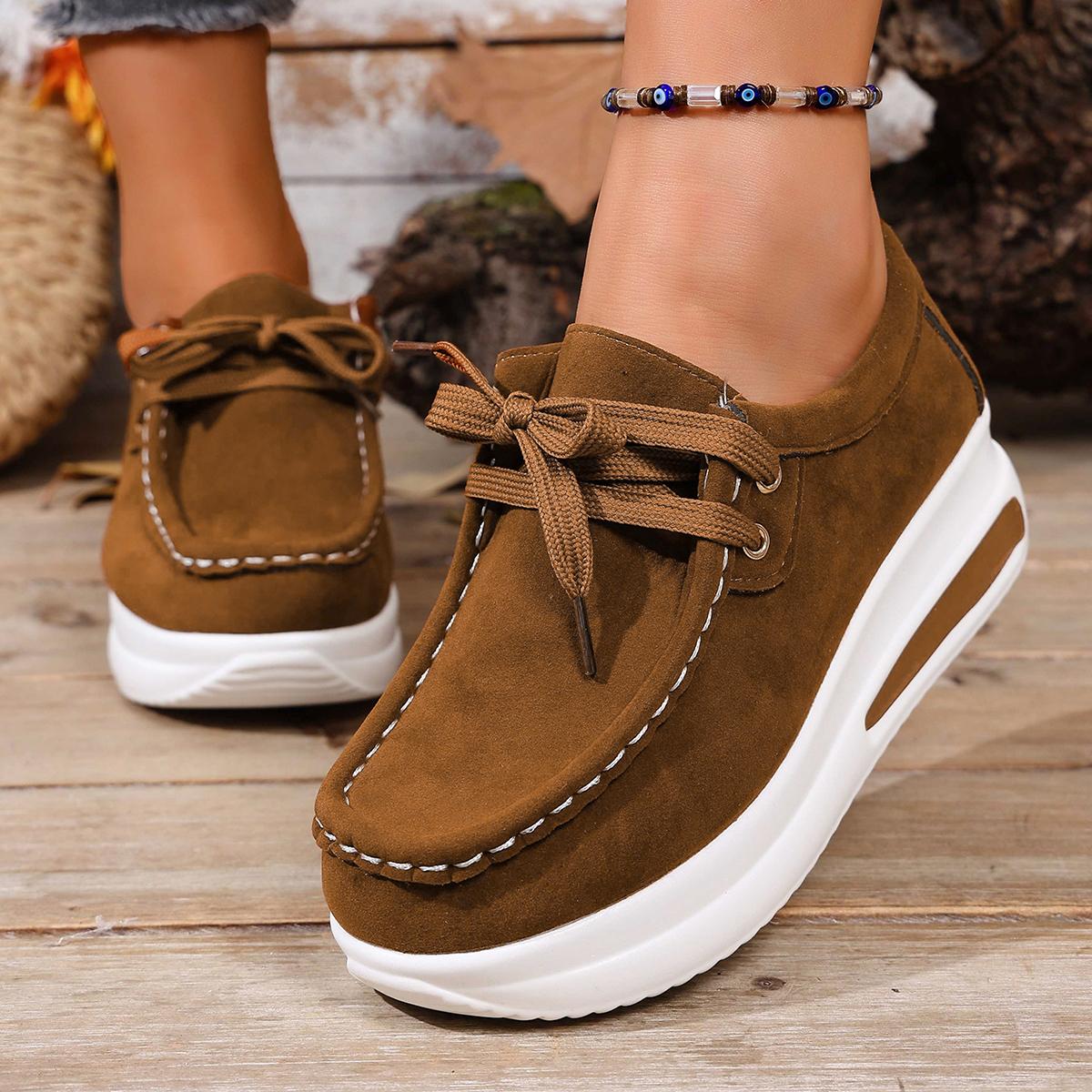 

Trend Women Sports Shoes Spring Autumn Ladies Shoes Platform Non Slip Sneakers Women Lace-up Round Toe Casual Loafers 36