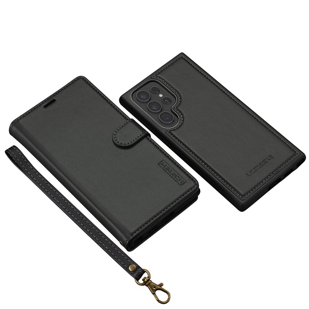 LC.IMEEKE L2 Serie für Samsung Galaxy S23 Ultra Hülle PU Leder Brieftasche Abnehmbare Magnetische Handyhülle