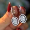 Cao Shi Elegant Rhodium-Plated Oval Drop Earrings for Women - Exquisite Wedding Bridal Style