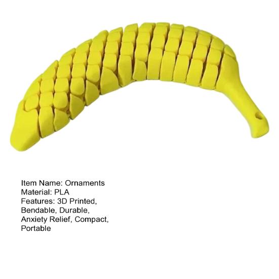 Yousheng 3D Printed Articulated Banana Fidget Toy, Bendable Stress Relief Toy with with Soft Clicking Sound, Built-In Hanging Hole for