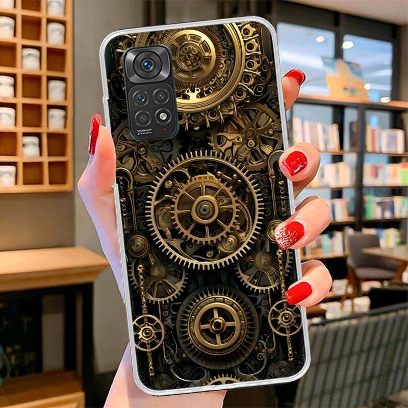 Steampunk Gear Mechanical Cover Phone Case For Xiaomi Redmi Note 15 14 13 12 11 10 Pro Plus 14S 12S 11S 11T 11E 10S Soft Fundas