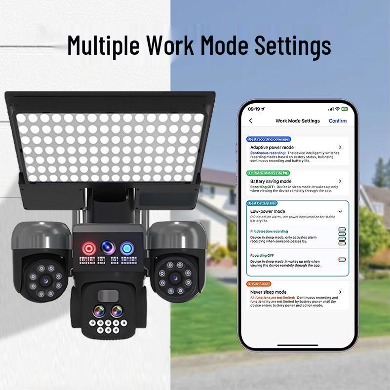 Waterproof Solar-Powered Outdoor Camera with Two-Way Voice, Full-Color Night Vision, and Home Courtyard Light.
