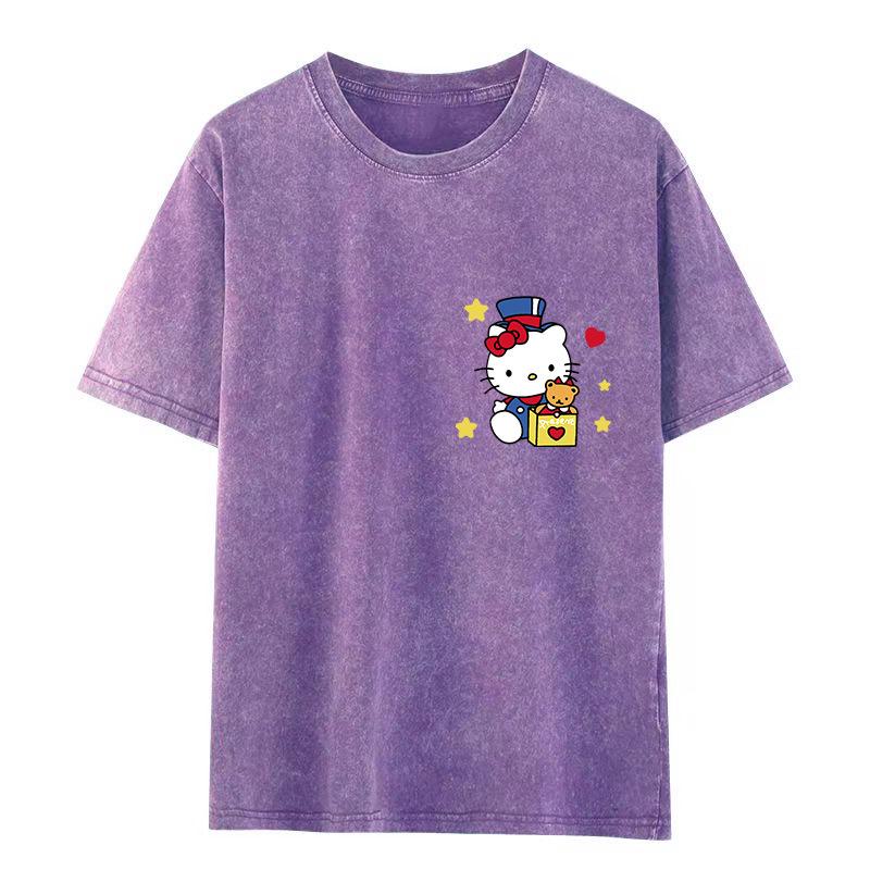 Women's Summer Retro Monster Print Cotton T-Shirt - Short Sleeve, Loose Fit, Trendy Distressed Streetwear