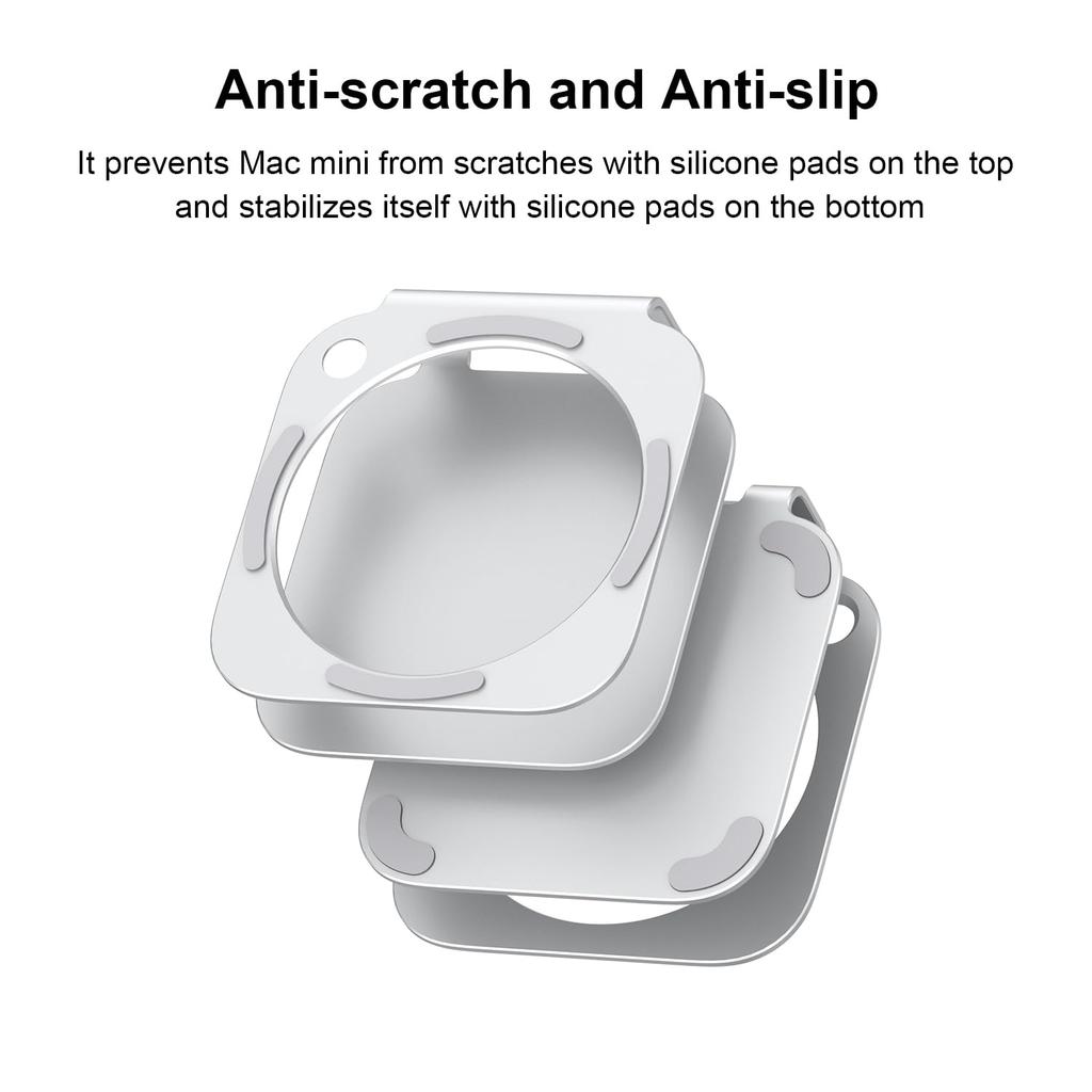 Qwiizlab Aluminum Stand for Mac Mini M4 M4 Pro Durable and Sturdy 2024, Scratch-Resistant, Anti-Slip, Overheating-Resistant, (Silver)