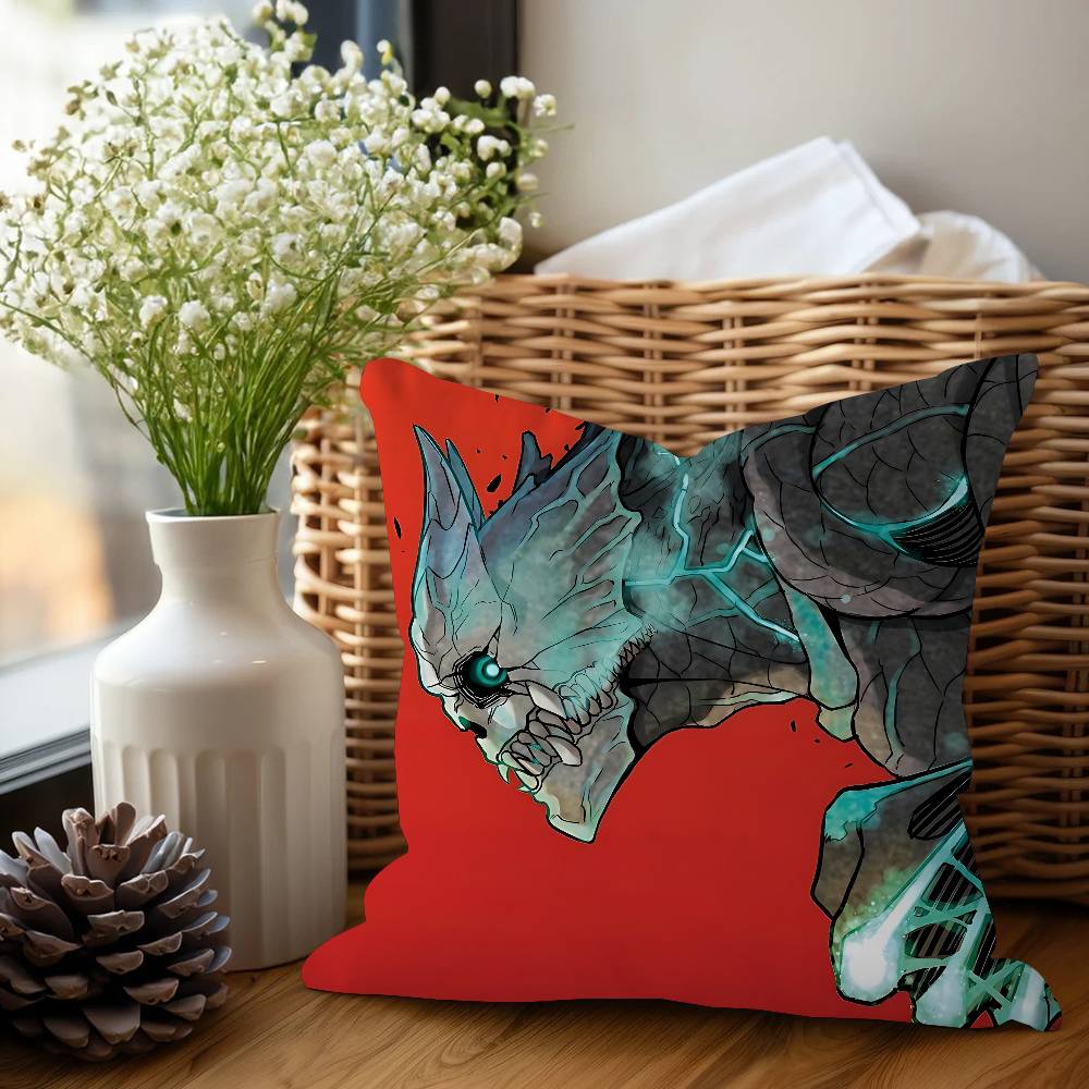 

K Kaiju No. 8 Anime Cushion Cover Car Throw Pillow Case For Sofa Car Christmas Gift 40x40cm 45x45cm 12x12Inch