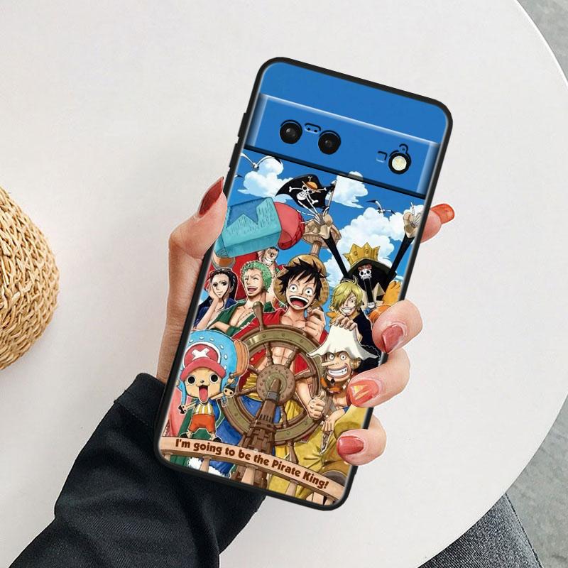 Luffys-Zoros O-nes P-ieces Stoßfeste Abdeckung für Google Pixel 8 7A 6A 5A 5 4 4A XL Pro 5G Schwarze Telefonhülle Weiche Fundas Capa