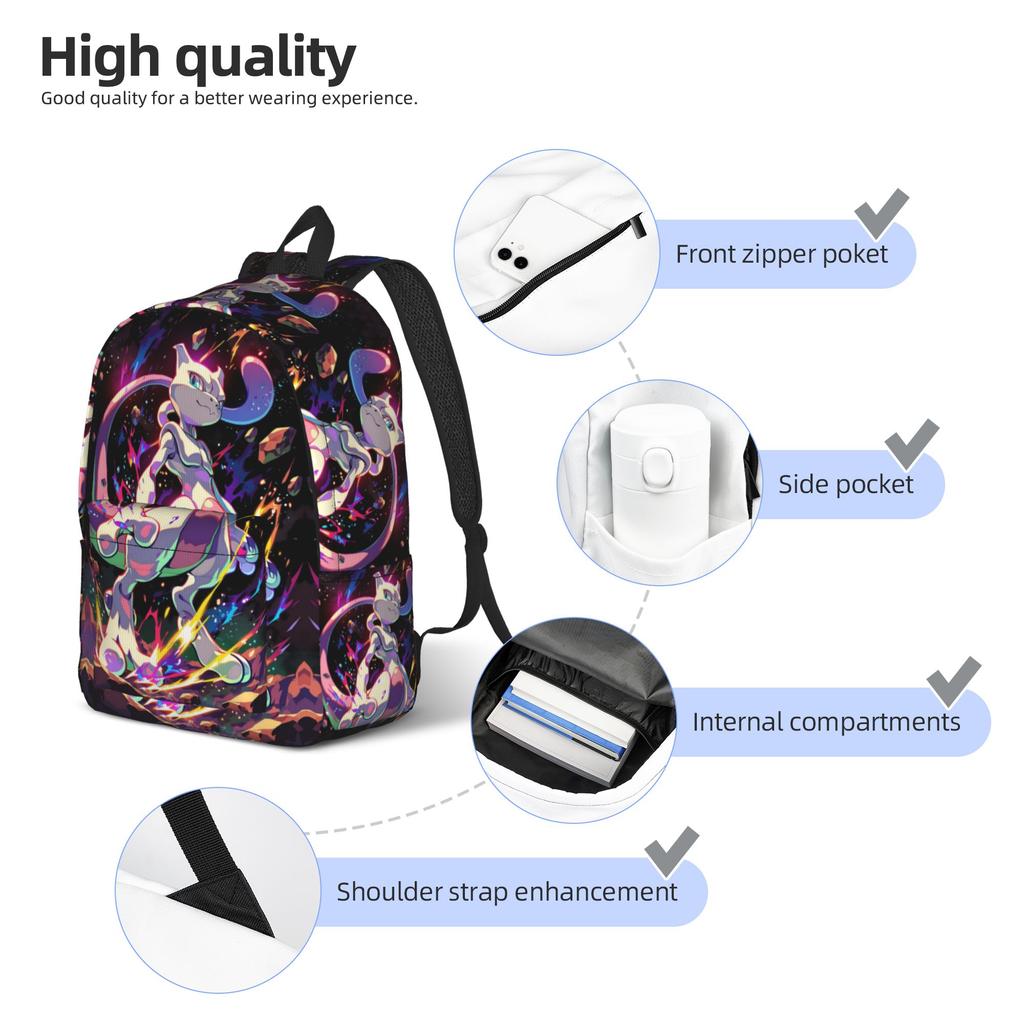 Fashion pokemon Backpack  Mochilas Fashion Camping Zipper Closure Rucksack