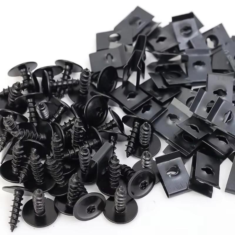 Self Tapping Screws Metal Fastener Clip for Car Motorcycle U-Type Clip with Screw Anti-rust Protection Clip Screw Iron Sheet Kit