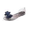 Fashion Women's Shoes No Heel Bow Footwear Transparent Jelly Summer 2024 Beach Sandals for Woman Outdoor Crystal Flat Rubber Trend H Vip