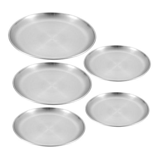 Camping Dinner Plate Stainless Steel Serving Plate Rustproof Heat-Resistant Reusable Dishwasher Safe Feeding