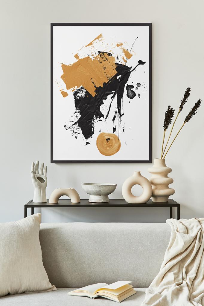 Poster Abstraktion schwarz gold