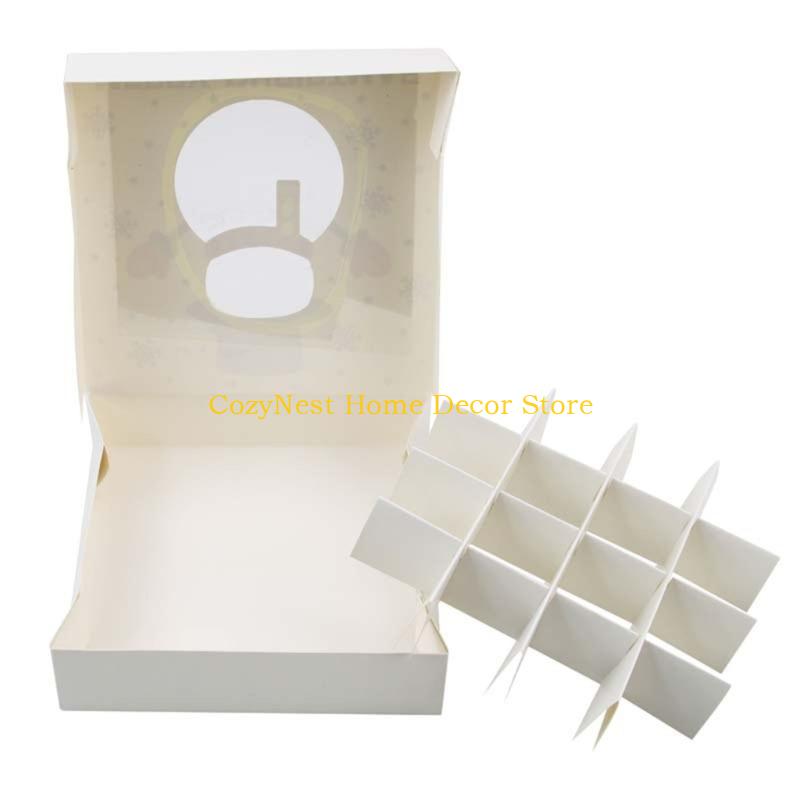 92MF 12Pcs Christmas Themed Chocolate Box Cookie Candy Chocolate Packaging Box