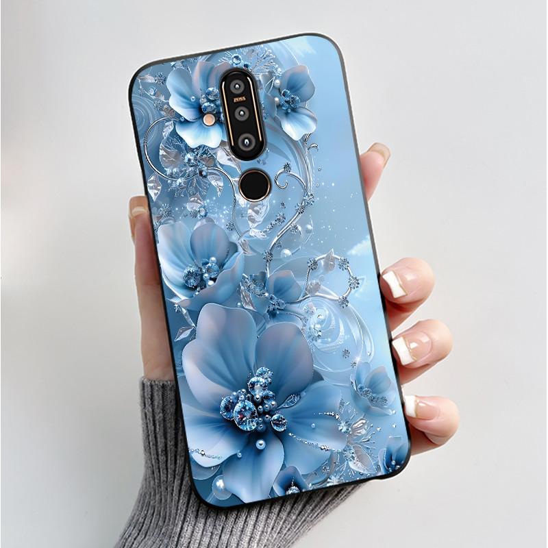 Case For Nokia 8.1 Plus X71 Phone Case Luxury Fashion Butterfly Flowers Black Soft Slim Silicone Cover For Nokia 8.1plus Casing