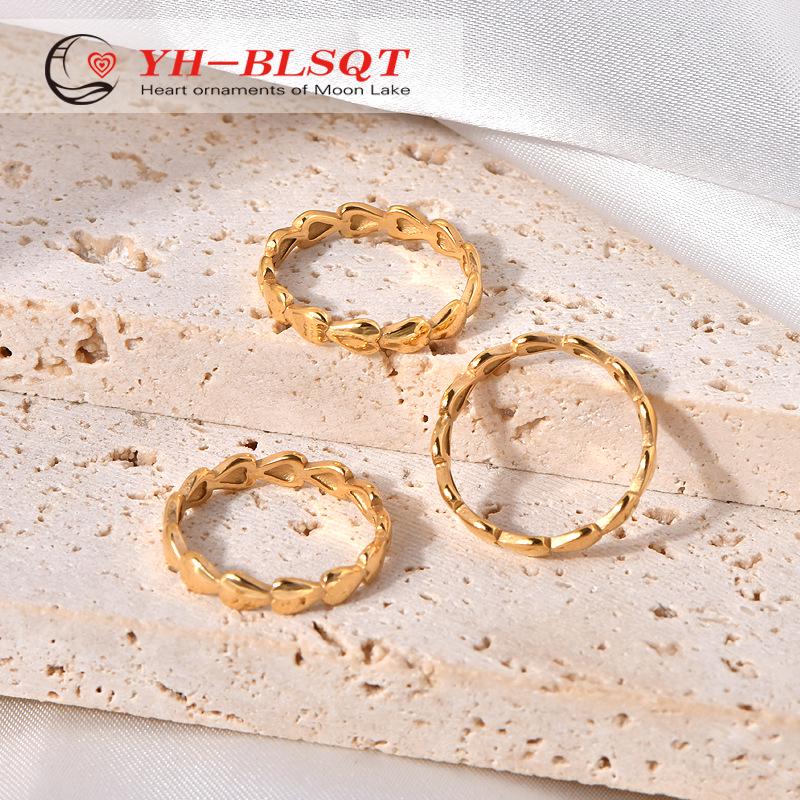 

Korean Minimalist Titanium Steel Heart Ring, 18K Gold, Non-Fading, Stackable Jewelry Size 8 золотой