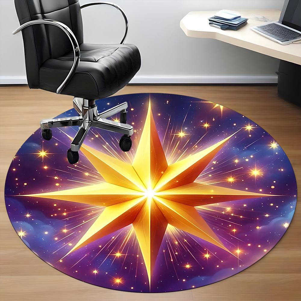 1pc Celestial Star Print Carpet for Office Non-Slip, Round Carpet, Soft & Comfortable, Carpet for Office, Lightweight Round Floor Mat
