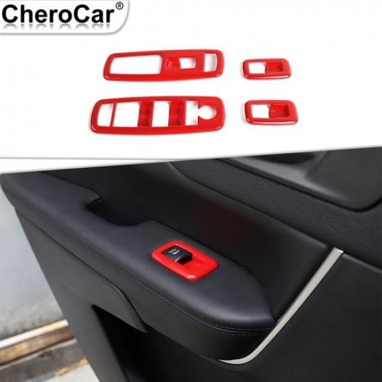 Red Window Lift Switch Panel Trim Cover For Jeep Grand Cherokee 11+ Accessories