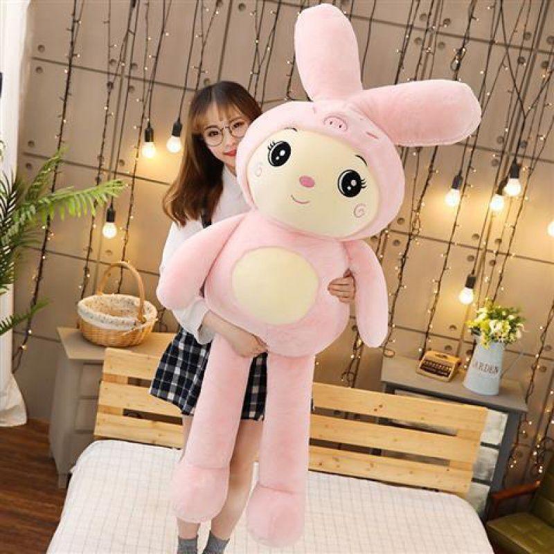 Large Plush Rabbit Toy Pillow Adorable Soft Stuffed Bunny Doll For Kids Gifts