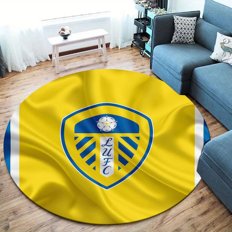 Leeds United Round Area Rug,Carpet Rug for Living Room Bedroom Sofa Playroom Decor,Non-slip Floor Mat