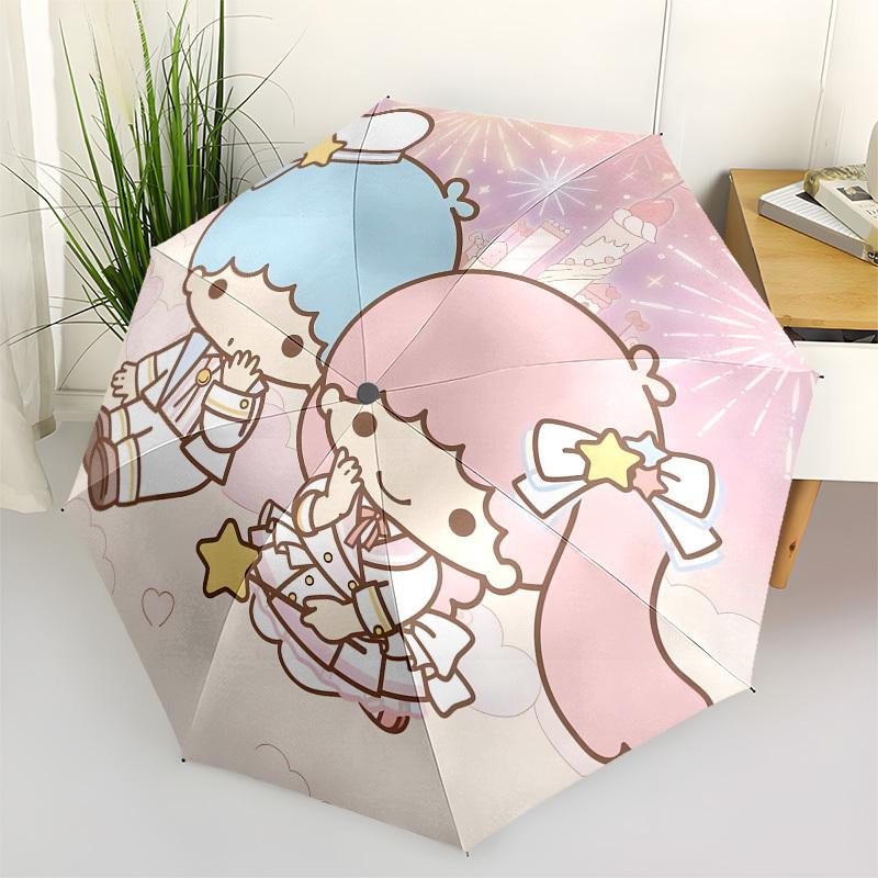 1pc Little Twin Stars Celebration Umbrella with Plastic Handle,Compact & Stylish,Suitable for All Seasons Home Travel Outdoor N198