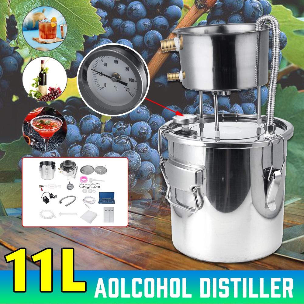 304 Stainless Steel Distiller Moonshine Still Alcohol Mashine Home DIY Brewery Whisky Water Wine Brewing Kit Wine Making Boiler 11L