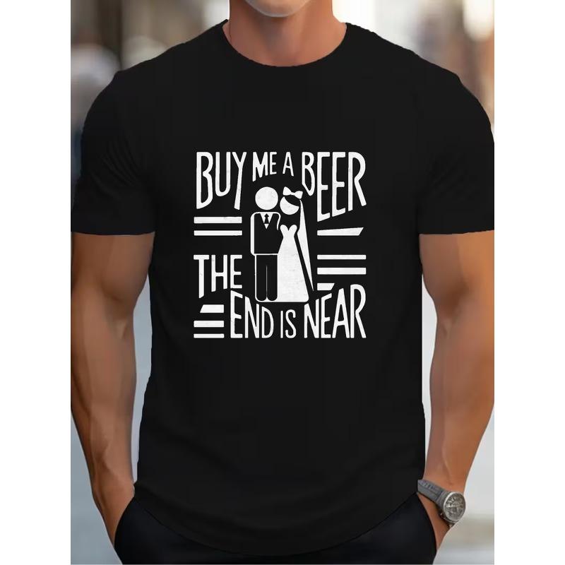 

Men s Breathable Beer & Wedding T-Shirt - Short Sleeve Round Neck Casual Tee Suitable for Beer Themed Events - Machine Washable Comfortable Summer 4XL чорний