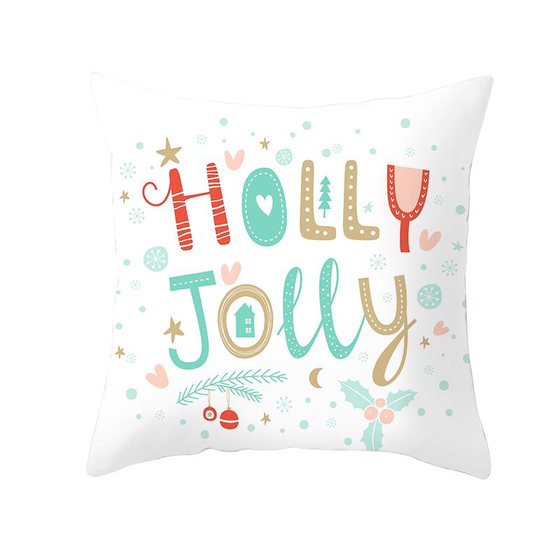 Christmas Peach Skin Pillow Cover Nordic Sofa Cushion Cover Cartoon Print Pillow Cover
