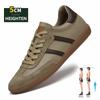Fashion Cow Leather Elevator Sneakers Couple's Casual Shoes with Height Increase Lightweight Anti-Slip Sports Flat&5cm Sheepskin Lining