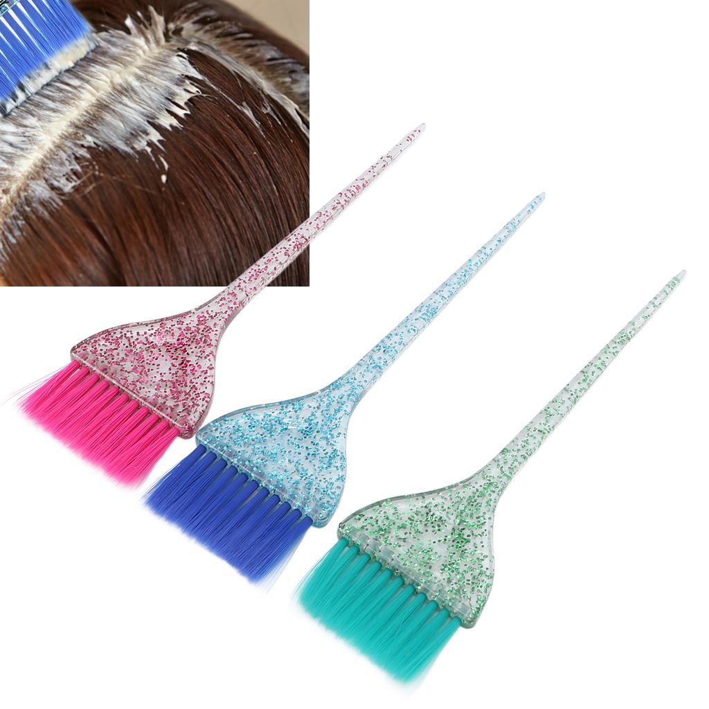 3Pcs Hair Color Brush Set Transparent Dye Brush Set with Long Handle for Salon Barber Shop Use