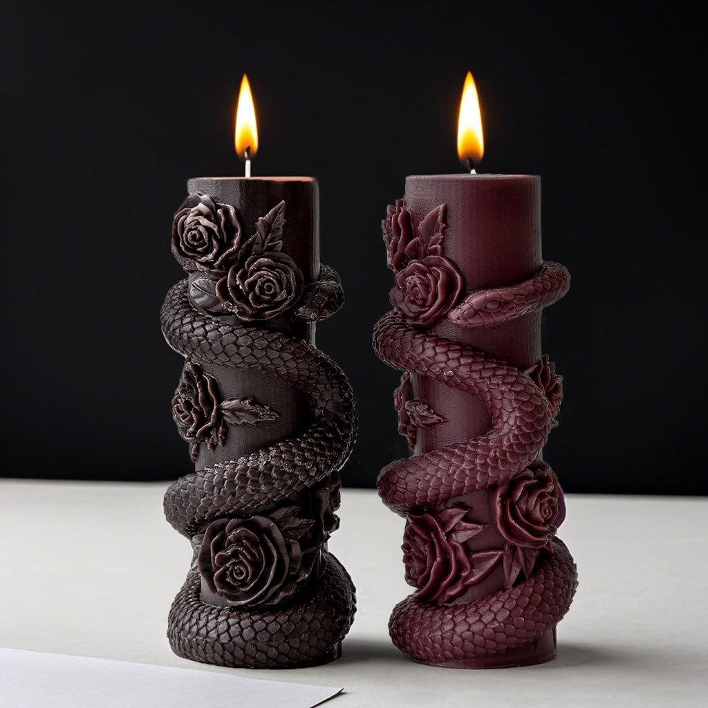 DIY Relief Snake Pillar Candle Mold Halloween Creative Aroma Candle Plaster Silicone Mould Handmade Candle Making Supplies