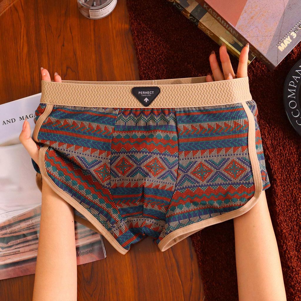 Ethnic Style Antibacterial Cotton Men's Boxer Briefs - New 2025 Design