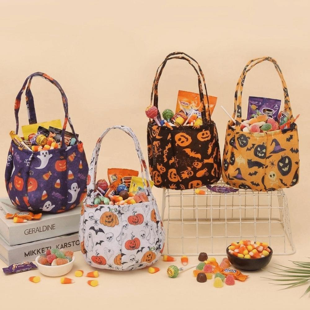 Portable Candy Bucket Non-Woven Pumpkin Candy Bucket Creative Trick-or-Treat Bag Trick or Treat