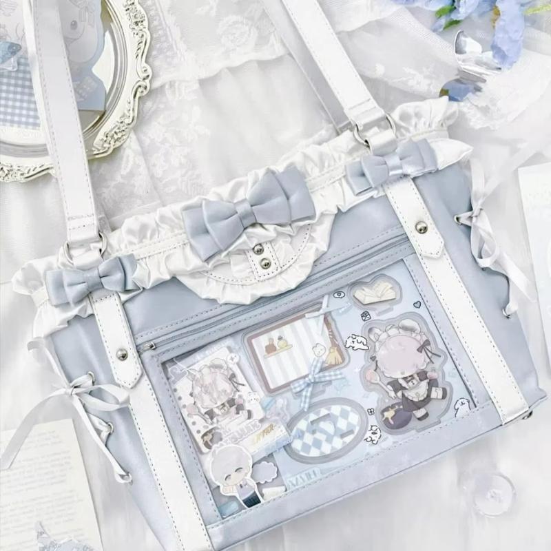 New Fashion Design for Girls Y2K Ulzzang Ita Bag Sweet Preppy Style Shoulder Bag for Women Large Capacity Ribbon Bow Tote Bag