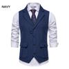 Mens Wool Mix Herringbone Tweed Check Vintage Collar Waistcoat Tailored Fit Vest