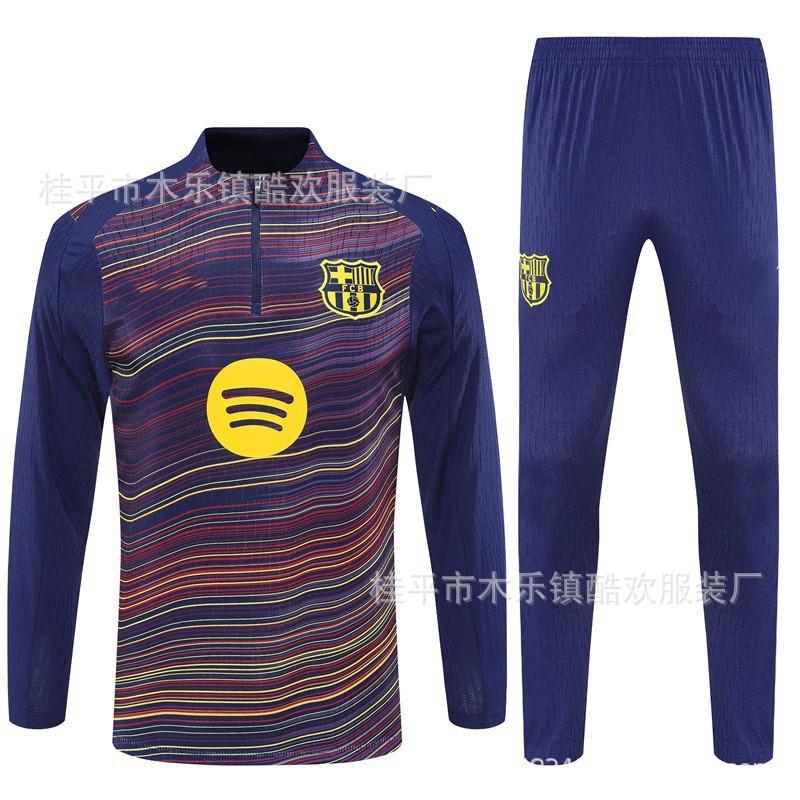 26/27 Barcelona Half-Zip Training Suit Men Women Sports Fitness Running Soccer Tracksuit