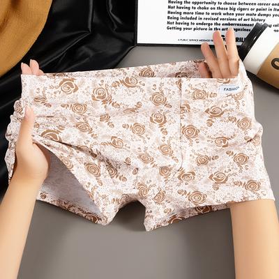 Men's Boxer Pouch Bulge Underpants Male Flower Printed  Cotton Breathable Young Fashion Underwears