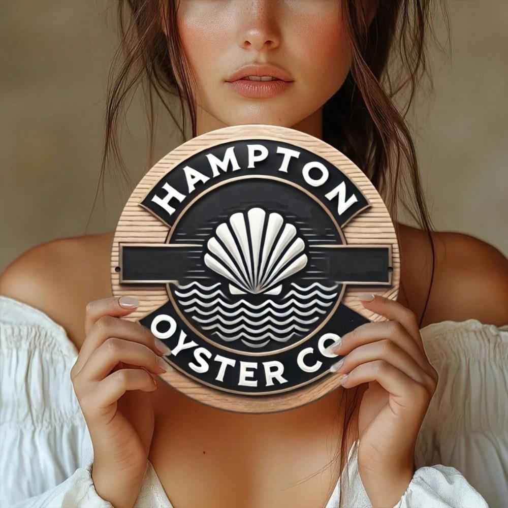 Vintage Metal Tin Sign Hampton Oyster Co Kitchen Wall Decor Farmhouse Art Rustic Home 20x20
